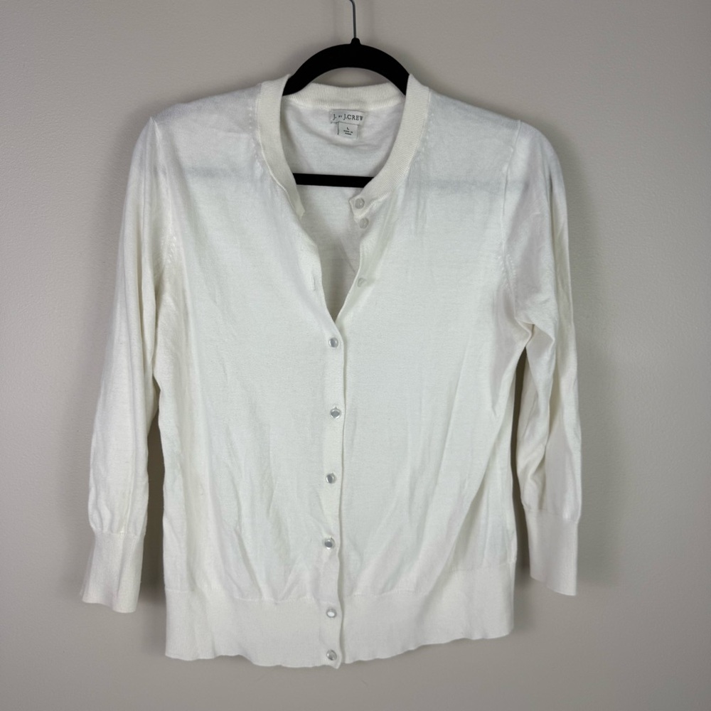 J by J.Crew White Button Front Lightweight Cardigan Sweater Women’s L